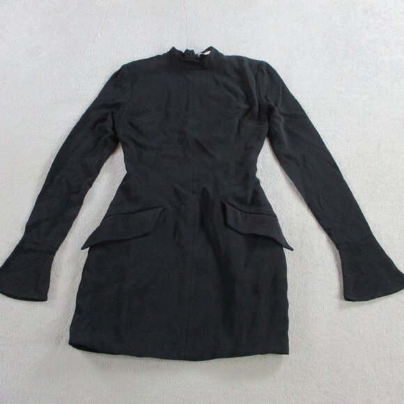 House of CB Mahalia Dress Womens Small Black Long Sleeve Pockets Minidress - Picture 2 of 11